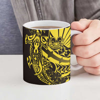 Yellow Marquesas Islands Ceramic Mug Marquesan Matatiki Hammerhead Shark Patutiki - Polynesian Pride