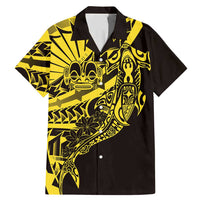 Yellow Marquesas Islands Family Matching Mermaid Dress and Hawaiian Shirt Marquesan Matatiki Hammerhead Shark Patutiki - Polynesian Pride