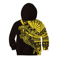 Yellow Marquesas Islands Kid Hoodie Marquesan Matatiki Hammerhead Shark Patutiki - Polynesian Pride