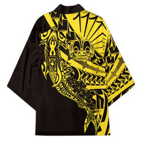 Yellow Marquesas Islands Kimono Marquesan Matatiki Hammerhead Shark Patutiki - Polynesian Pride