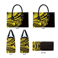Yellow Marquesas Islands Leather Bag Marquesan Matatiki Hammerhead Shark Patutiki - Polynesian Pride