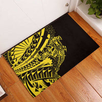 Yellow Marquesas Islands Rubber Doormat Marquesan Matatiki Hammerhead Shark Patutiki - Polynesian Pride