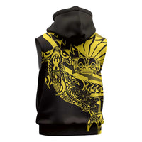 Yellow Marquesas Islands Sleeveless Zip Hoodie Marquesan Matatiki Hammerhead Shark Patutiki LT14 - Polynesian Pride