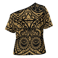 Austral Islands Cross Shoulder Shirt Tuhaa Pae Penu Stars Necklace Gold LT14 - Polynesian Pride