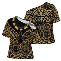 Austral Islands Cross Shoulder Shirt Tuhaa Pae Penu Stars Necklace Gold LT14 - Polynesian Pride