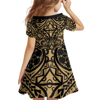 Austral Islands Kid Short Sleeve Dress Tuhaa Pae Penu Stars Necklace Gold - Polynesian Pride