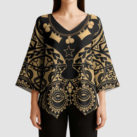 Austral Islands Kimono Sleeve Blouse Tuhaa Pae Penu Stars Necklace Gold - Polynesian Pride
