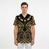 Austral Islands Scrub Top Tuhaa Pae Penu Stars Necklace Gold - Polynesian Pride