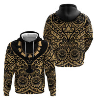 Austral Islands Zip Hoodie Tuhaa Pae Penu Stars Necklace Gold - Polynesian Pride