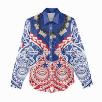 Austral Islands Women Casual Shirt Tuhaa Pae Penu Stars Necklace Red - Polynesian Pride