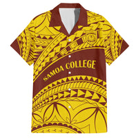 Personalised Samoa College Family Matching Long Sleeve Bodycon Dress and Hawaiian Shirt Samoan Pattern LT14 Dad's Shirt - Short Sleeve Gold - Polynesian Pride