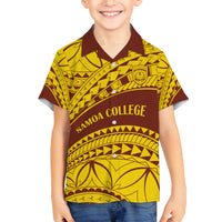 Personalised Samoa College Family Matching Tank Maxi Dress and Hawaiian Shirt Samoan Pattern LT14 Son's Shirt Gold - Polynesian Pride