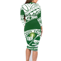 Personalised Samoa Faleata College Family Matching Long Sleeve Bodycon Dress and Hawaiian Shirt Samoan Pattern LT14 - Polynesian Pride