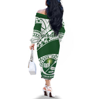 Personalised Samoa Faleata College Family Matching Off Shoulder Long Sleeve Dress and Hawaiian Shirt Samoan Pattern LT14 - Polynesian Pride