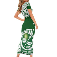 Personalised Samoa Faleata College Short Sleeve Bodycon Dress Samoan Pattern LT14 - Polynesian Pride