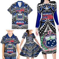 Samoa 685 Family Matching Long Sleeve Bodycon Dress and Hawaiian Shirt Samoan Coat Of Arms Simple Style LT14 - Polynesian Pride
