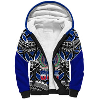 Samoa 685 Sherpa Hoodie Samoan Coat Of Arms Simple Style LT14 Unisex Blue - Polynesian Pride
