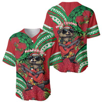 Mele Kalikimaka Hawaii Baseball Jersey Mongoose Santa With Ohia Lehua LT14 - Polynesian Pride