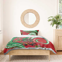 Mele Kalikimaka Hawaii Bedding Set Mongoose Santa With Ohia Lehua