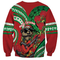 Mele Kalikimaka Hawaii Sweatshirt Mongoose Santa With Ohia Lehua