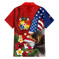 United States And Tonga Hawaiian Shirt USA Flag Eagle Mix Tongan Coat Of Arms Ngatu Pattern LT14 - Polynesian Pride