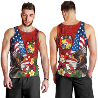 United States And Tonga Men Tank Top USA Flag Eagle Mix Tongan Coat Of Arms Ngatu Pattern LT14 - Polynesian Pride