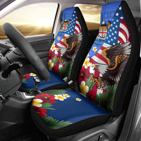 United States And Fiji Car Seat Cover USA Flag Eagle Mix Fijian Coat Of Arms Tapa Pattern LT14 - Polynesian Pride