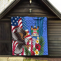 United States And Fiji Quilt USA Flag Eagle Mix Fijian Coat Of Arms Tapa Pattern LT14 - Polynesian Pride