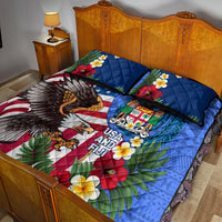 United States And Fiji Quilt Bed Set USA Flag Eagle Mix Fijian Coat Of Arms Tapa Pattern LT14 - Polynesian Pride