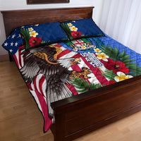 United States And Fiji Quilt Bed Set USA Flag Eagle Mix Fijian Coat Of Arms Tapa Pattern LT14 - Polynesian Pride