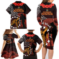 Cook Islands ANZAC Day Family Matching Long Sleeve Bodycon Dress and Hawaiian Shirt Poppies With Sea Turtle LT14 - Polynesian Pride