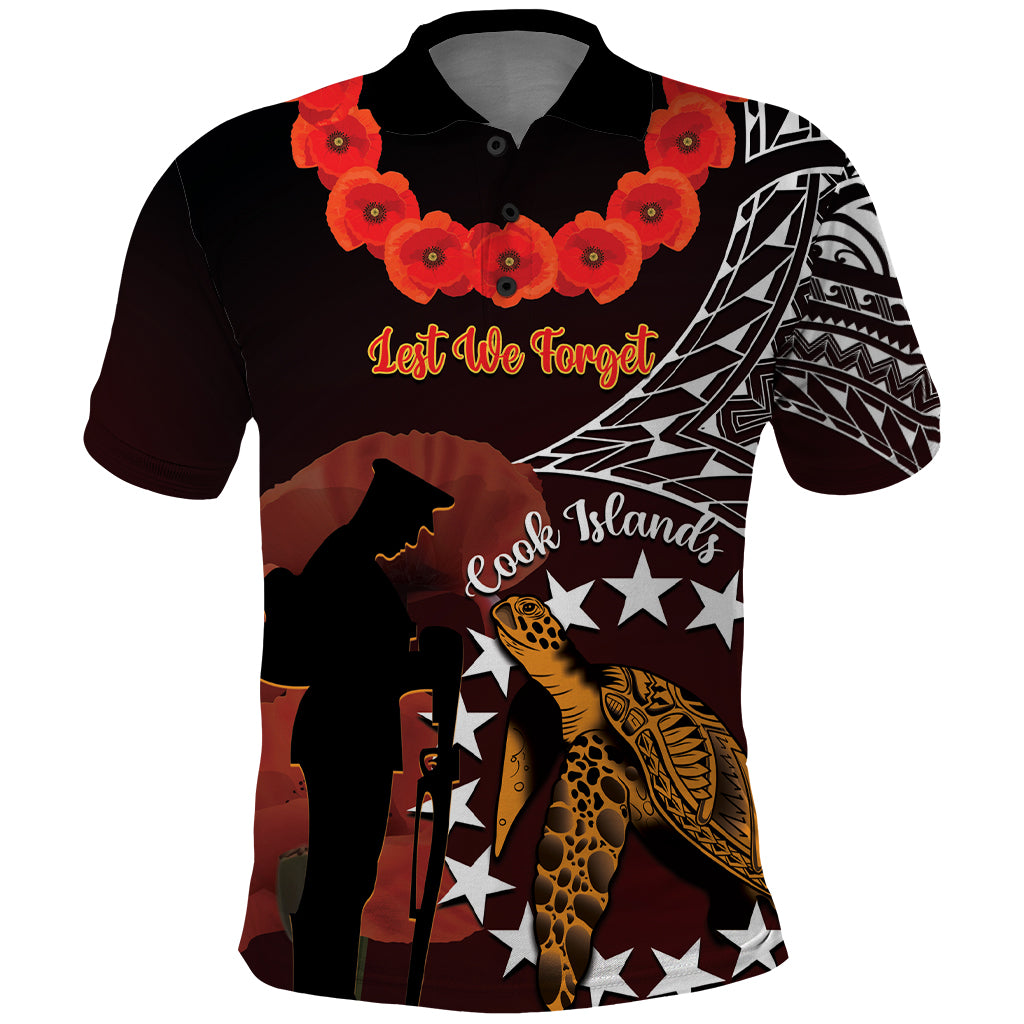 Cook Islands ANZAC Day Polo Shirt Poppies With Sea Turtle LT14 Red - Polynesian Pride