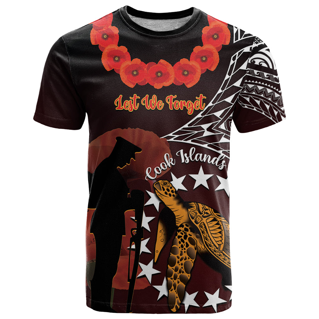 Cook Islands ANZAC Day T Shirt Poppies With Sea Turtle LT14 Red - Polynesian Pride