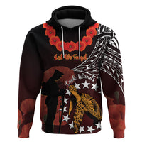Cook Islands ANZAC Day Zip Hoodie Poppies With Sea Turtle LT14 Pullover Hoodie Red - Polynesian Pride