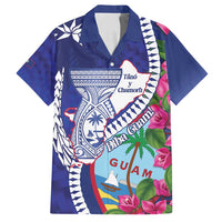 Biba Guam Liberation Day Family Matching Long Sleeve Bodycon Dress and Hawaiian Shirt Tano y Chamoru Latte Stone Blue