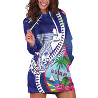 Biba Guam Liberation Day Hoodie Dress Tano y Chamoru Latte Stone Blue LT14 Blue - Polynesian Pride