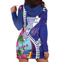 Biba Guam Liberation Day Hoodie Dress Tano y Chamoru Latte Stone Blue LT14 - Polynesian Pride