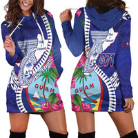 Biba Guam Liberation Day Hoodie Dress Tano y Chamoru Latte Stone Blue LT14 - Polynesian Pride