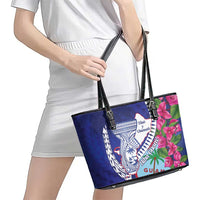 Biba Guam Liberation Day Leather Tote Bag Tano y Chamoru Latte Stone Blue