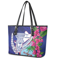 Biba Guam Liberation Day Leather Tote Bag Tano y Chamoru Latte Stone Blue