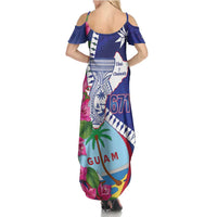 Biba Guam Liberation Day Summer Maxi Dress Tano y Chamoru Latte Stone Blue