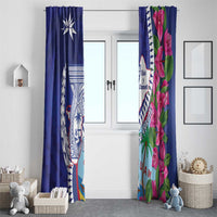 Biba Guam Liberation Day Window Curtain Tano y Chamoru Latte Stone Blue