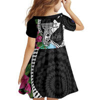 Biba Guam Liberation Day Family Matching Short Sleeve Bodycon Dress and Hawaiian Shirt Tano y Chamoru Latte Stone Black