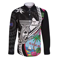 Biba Guam Liberation Day Family Matching Short Sleeve Bodycon Dress and Hawaiian Shirt Tano y Chamoru Latte Stone Black