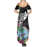 Biba Guam Liberation Day Family Matching Summer Maxi Dress and Hawaiian Shirt Tano y Chamoru Latte Stone Black