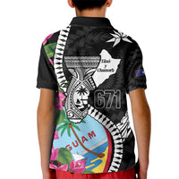 Biba Guam Liberation Day Kid Polo Shirt Tano y Chamoru Latte Stone Black