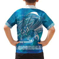 Kuri Dog Waka New Zealand Matariki Family Matching Summer Maxi Dress and Hawaiian Shirt Ocean Sharks Maori Tattoo