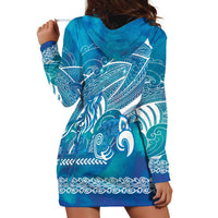 Kuri Dog Waka New Zealand Matariki Hoodie Dress Ocean Sharks Maori Tattoo