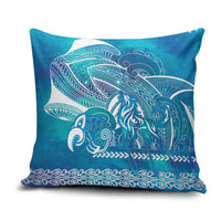 Kuri Dog Waka New Zealand Matariki Pillow Cover Ocean Sharks Maori Tattoo