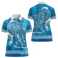 Kuri Dog Waka New Zealand Matariki Women Polo Shirt Ocean Sharks Maori Tattoo